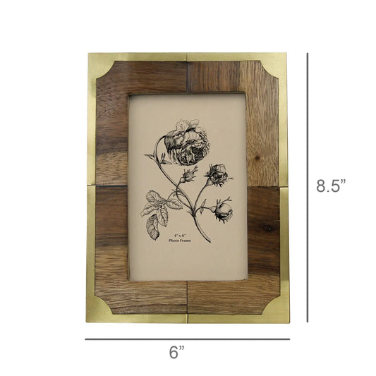 Teak and Brass Picture Frame