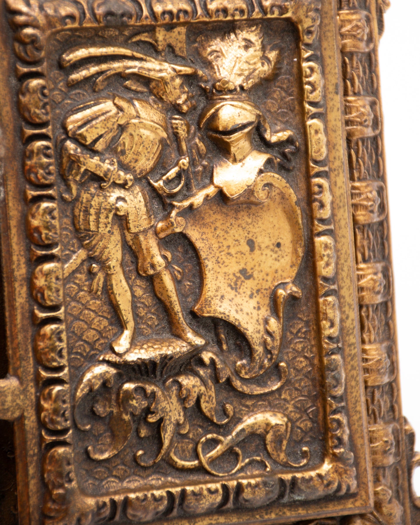 Vintage Solid Brass Photo Album Holder - Knight and Shield