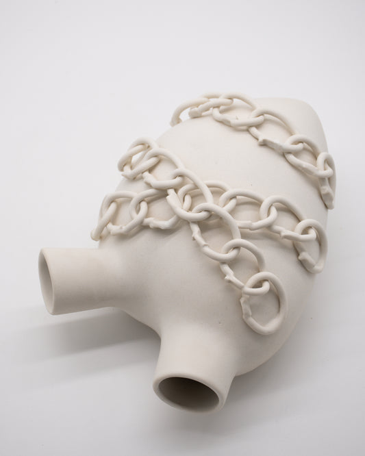 Ceramic Heart Wall Mounted Vase - Chains