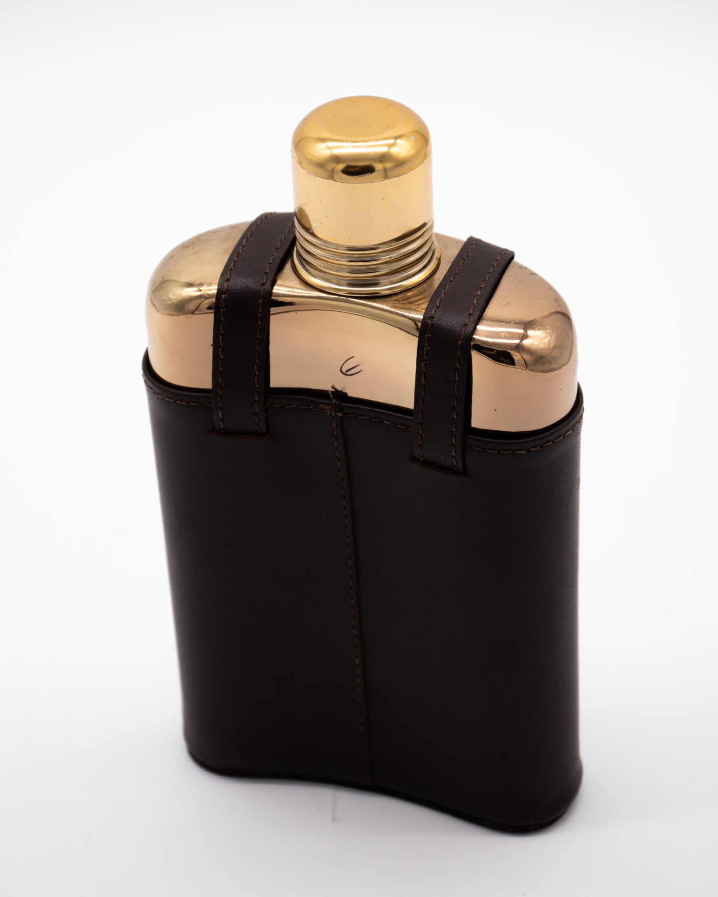 Gold and Brown Leather Flask