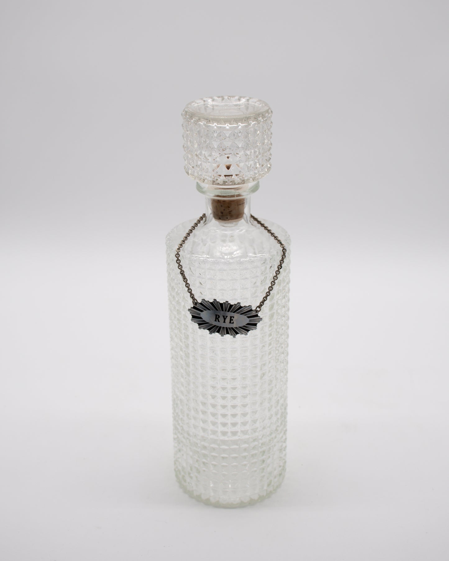 Vintage Glass Diamond Cut Rye Whiskey Decanter