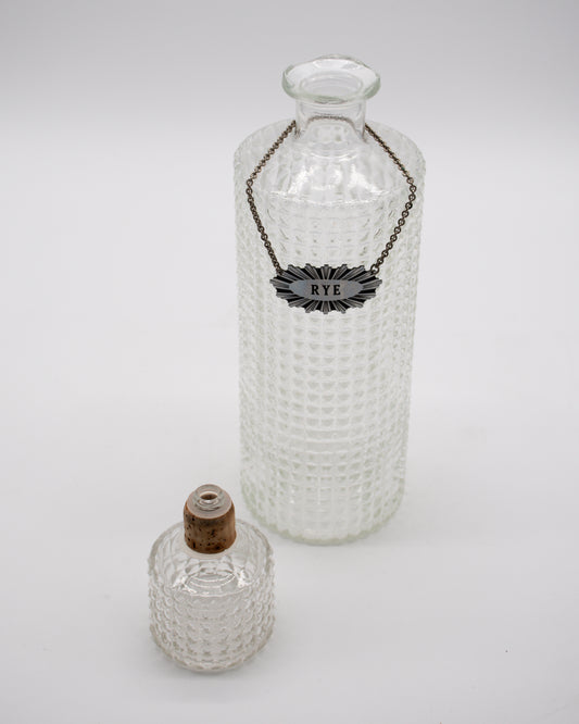 Vintage Glass Diamond Cut Rye Whiskey Decanter