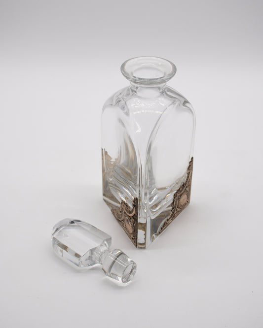 Vintage Crystal Silver Accents Decanter