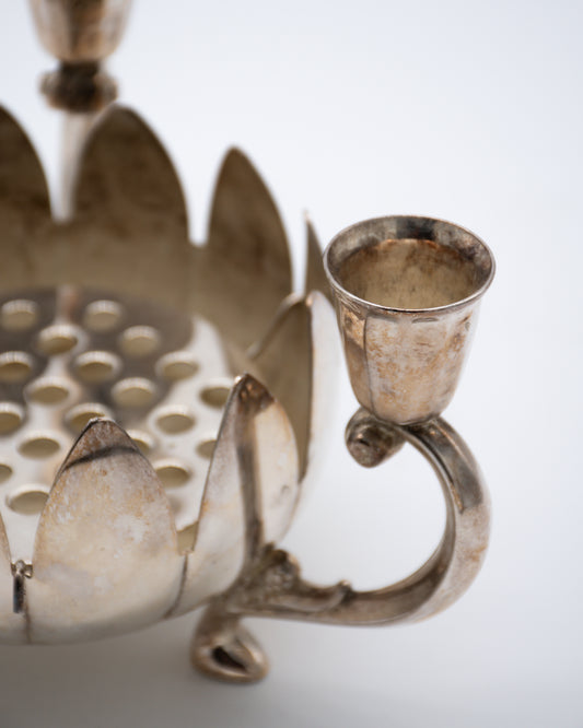Vintage Silver-plated Candelabra and Flower Frog