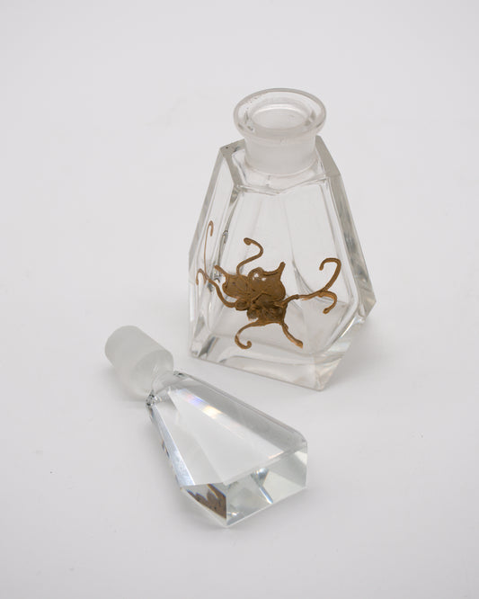 Crystal Glass Perfume Bottle with Gold Overlay