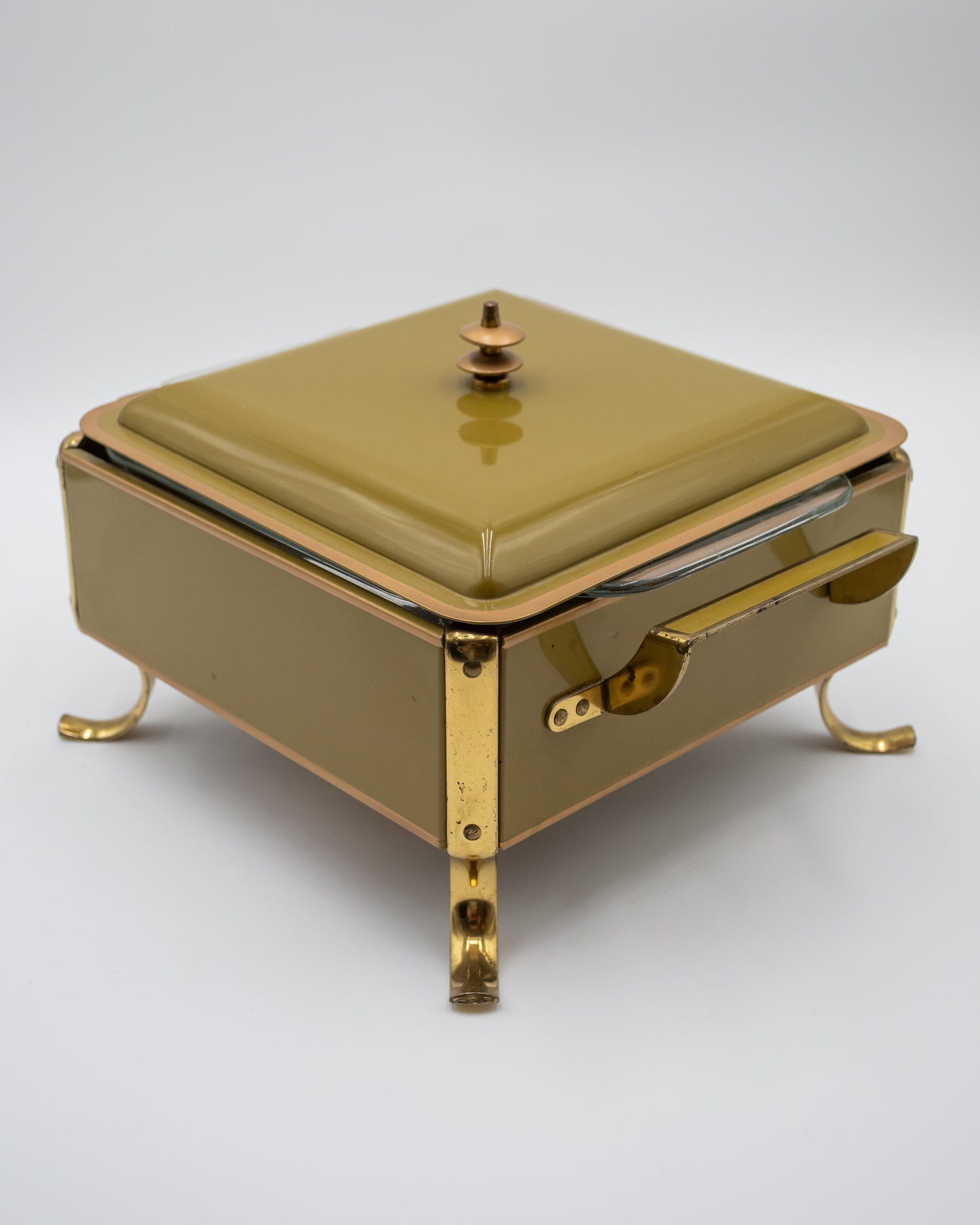 Vintage Olive Green Chafing Dish
