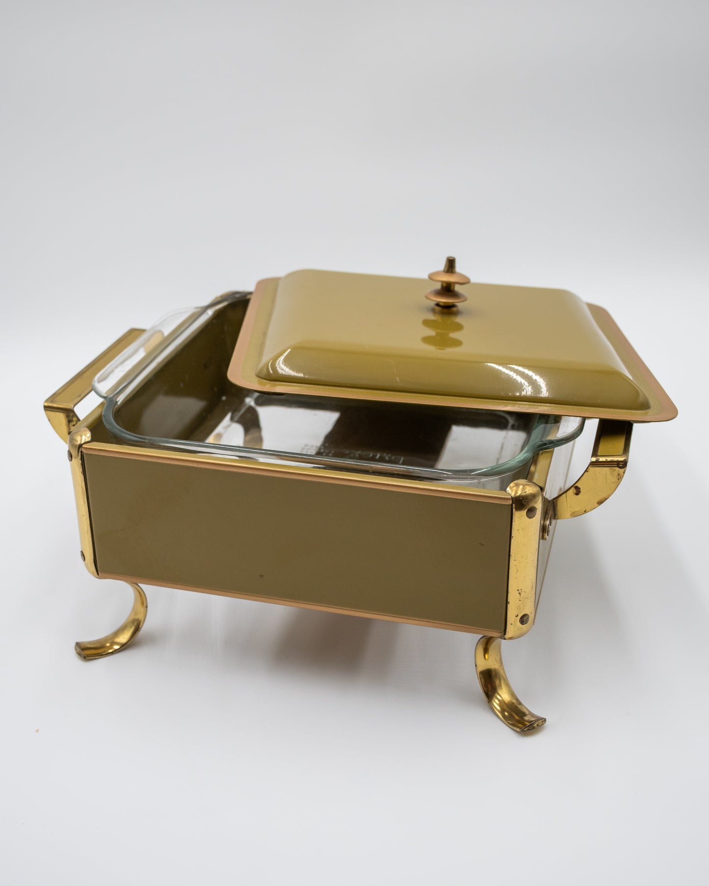 Vintage Olive Green Chafing Dish