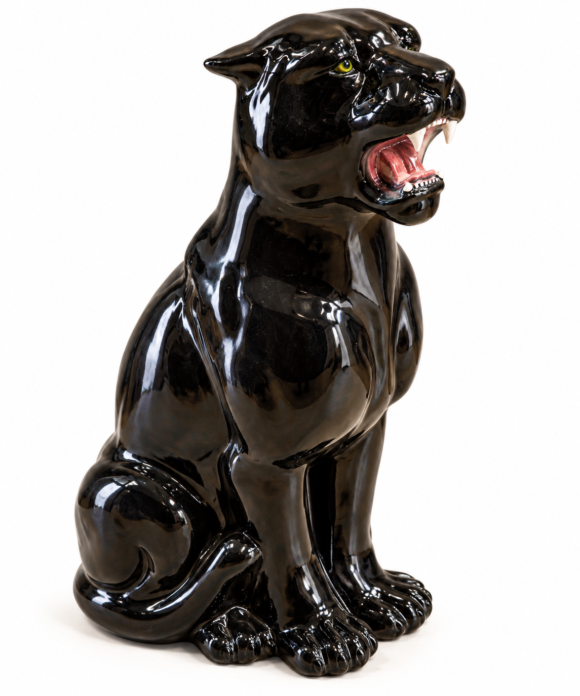 Vintage Black Ceramic Panther Statue