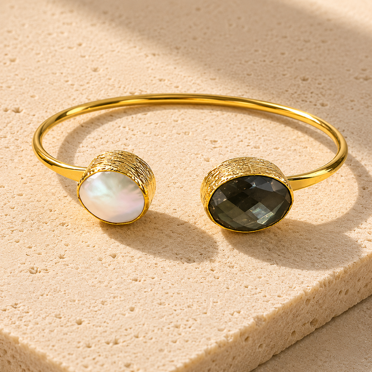CORE | GEMSTONE BANGLE BRACELET- GOLD FINISH