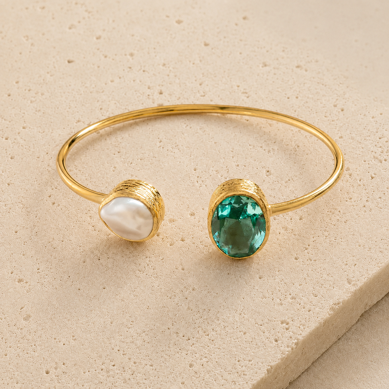 CORE | GEMSTONE BANGLE BRACELET- GOLD FINISH