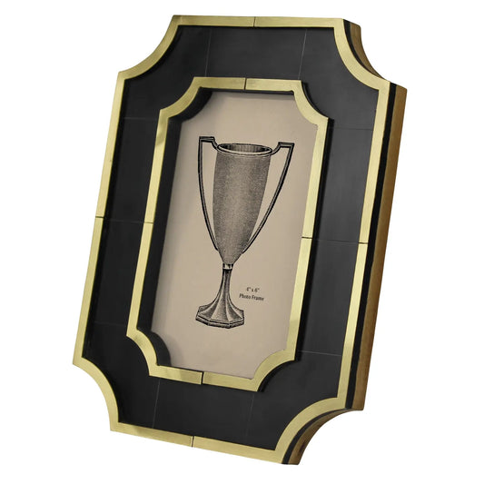 Marbled Resin and Brass Picture Frame