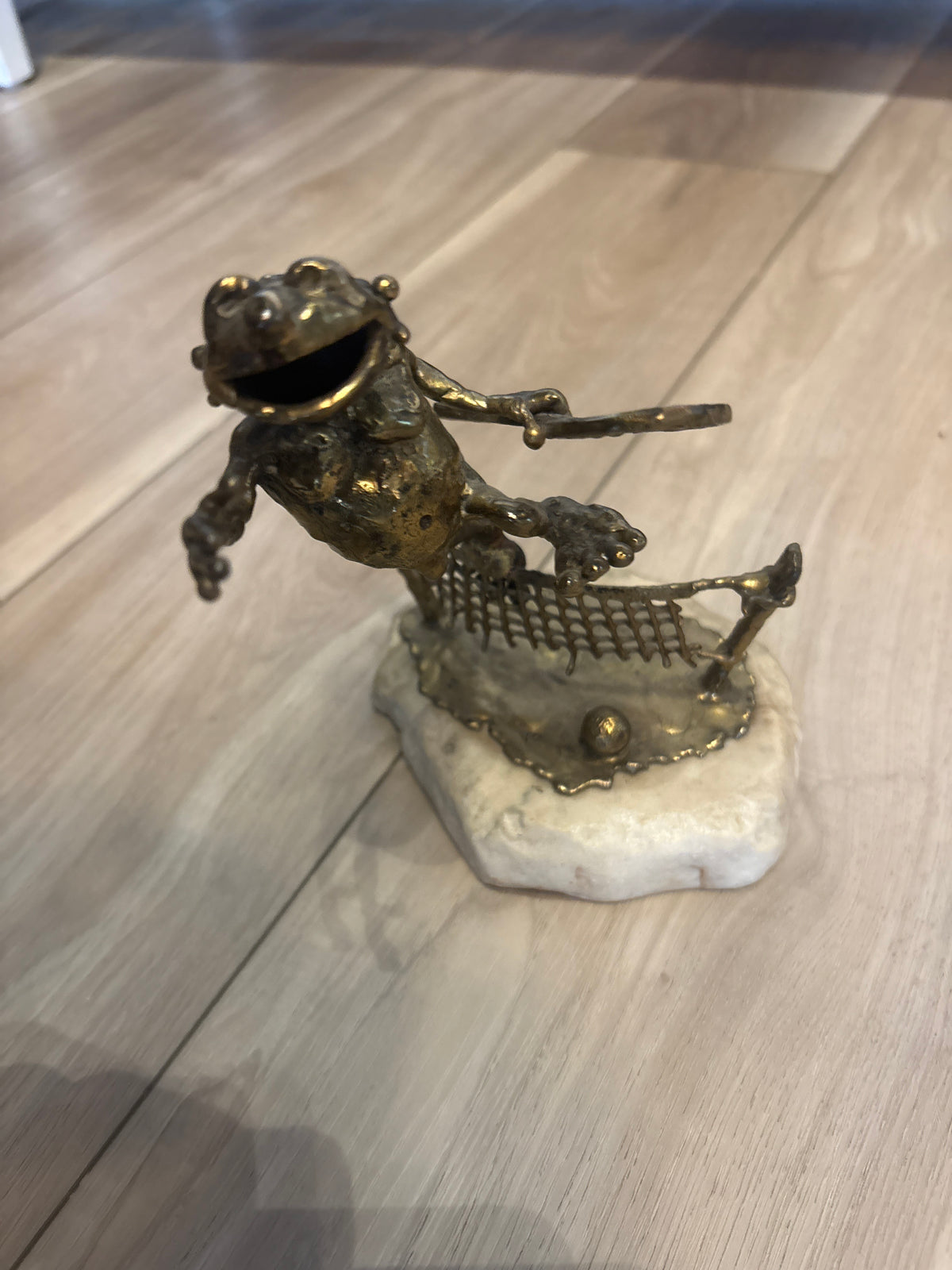 Frog Tennis Player Sculpture