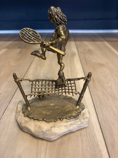 Frog Tennis Player Sculpture