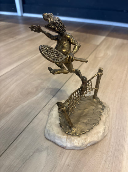 Frog Tennis Player Sculpture