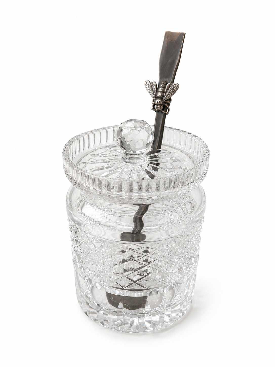 Glass Condiment Jar with Bee Spoon
