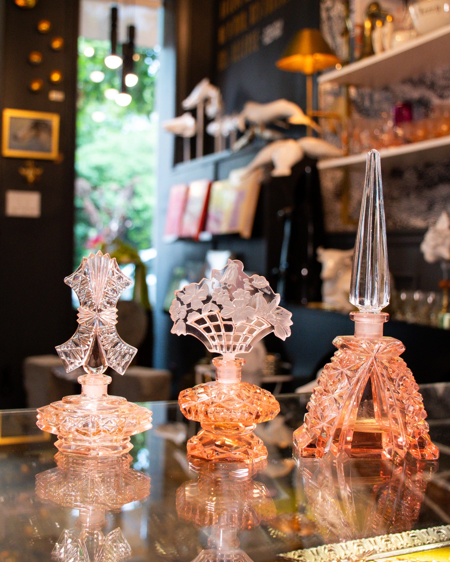 Pink Glass Tall Perfume Bottle