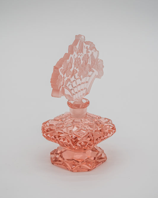 Pink Glass & Flowers Perfume Bottle