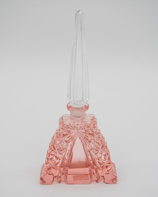 Pink Glass Tall Perfume Bottle