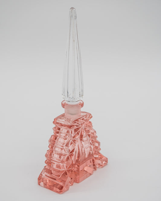 Pink Glass Tall Perfume Bottle