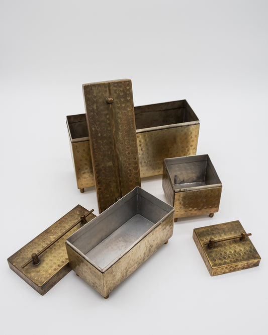 Hammered Brass Boxes Set of Three