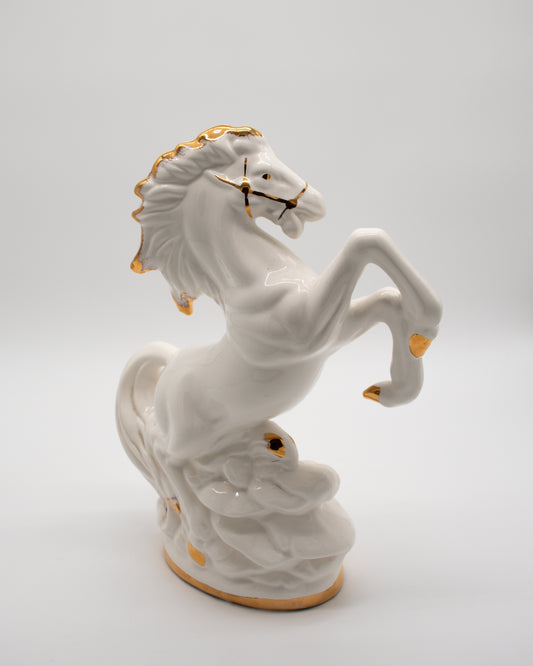 Ceramic White and Gold Horse