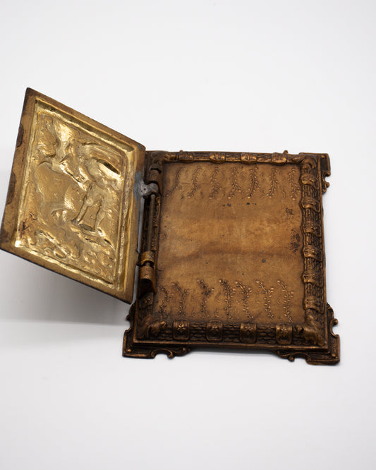 Vintage Solid Brass Photo Album Holder - Knight and Shield