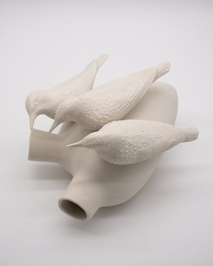 Ceramic Heart Wall Mounted Vase - Birds