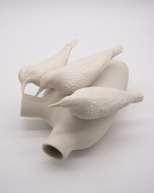 Ceramic Heart Wall Mounted Vase - Birds