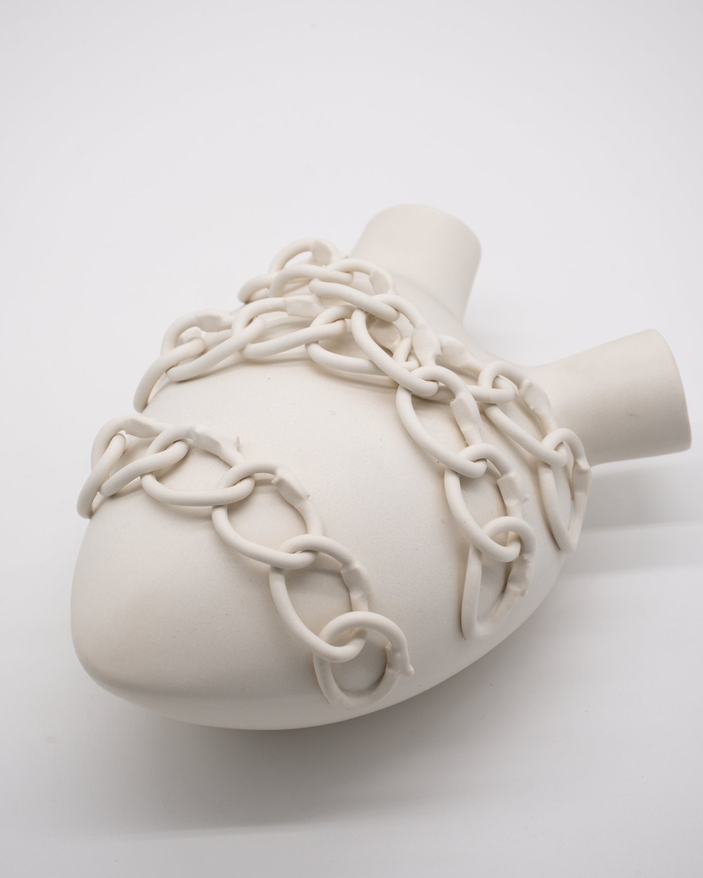 Ceramic Heart Wall Mounted Vase - Chains
