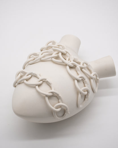 Ceramic Heart Wall Mounted Vase - Chains
