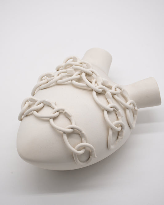 Ceramic Heart Wall Mounted Vase - Chains