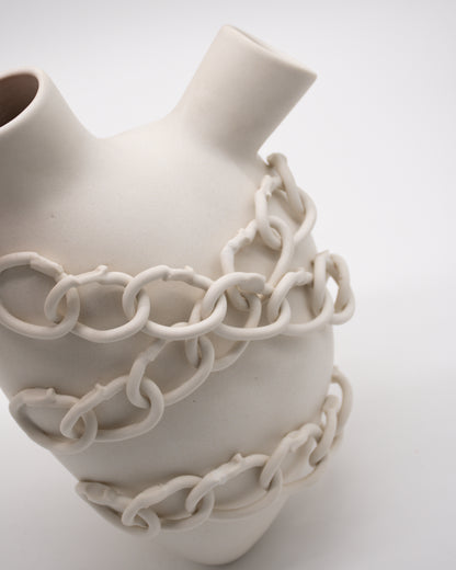 Ceramic Heart Wall Mounted Vase - Chains