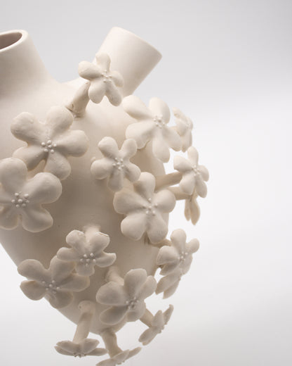 Ceramic Heart Wall Mounted Vase - Flowers