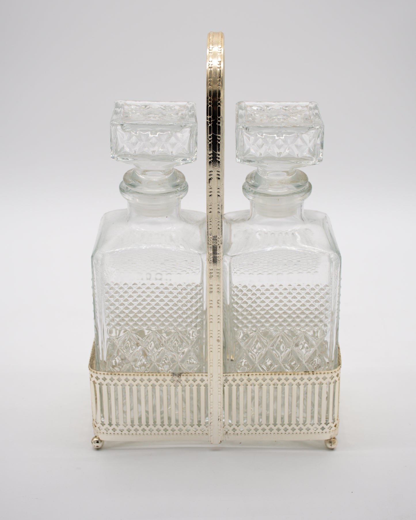 Glass Decanters Set and Silver Carrier