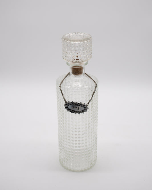 Vintage Glass Diamond Cut Rye Whiskey Decanter