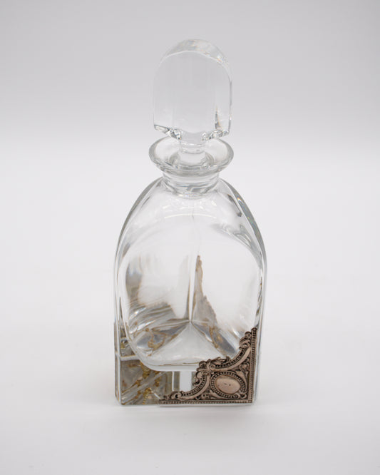 Vintage Crystal Silver Accents Decanter