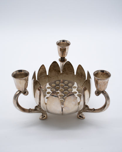 Vintage Silver-plated Candelabra and Flower Frog
