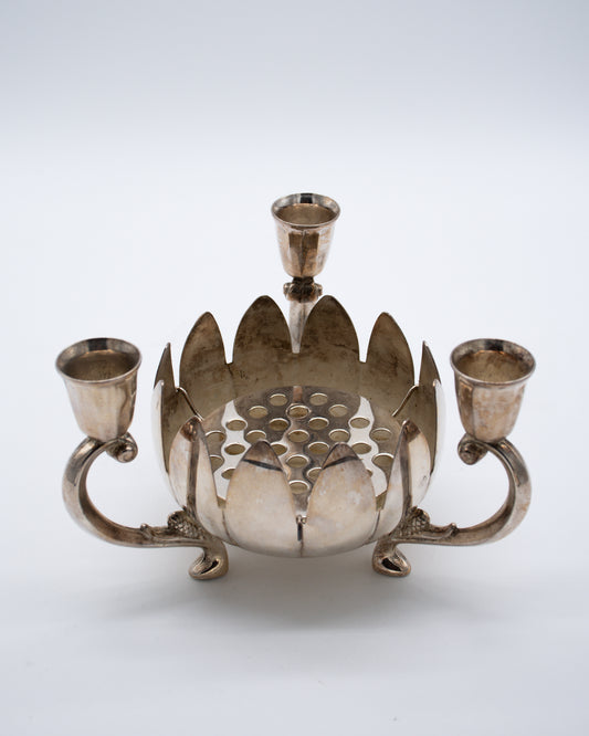 Vintage Silver-plated Candelabra and Flower Frog