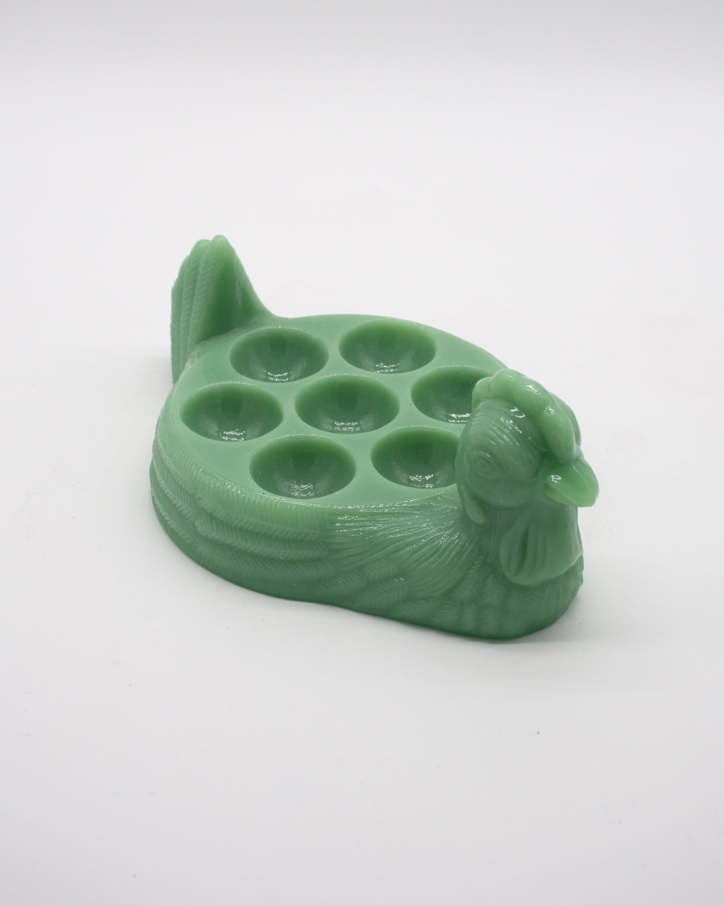 Jadeite Green Glass Hen Egg Holder