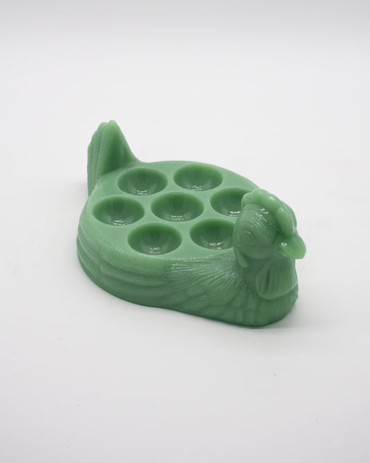 Jadeite Green Glass Hen Egg Holder