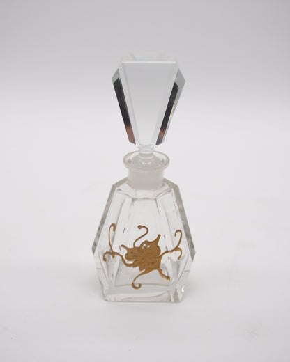 Crystal Glass Perfume Bottle with Gold Overlay