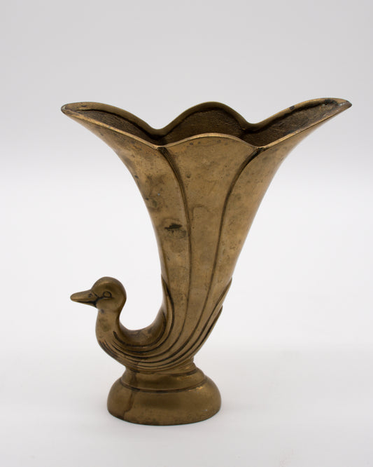 Solid Brass Vintage Duck Vase