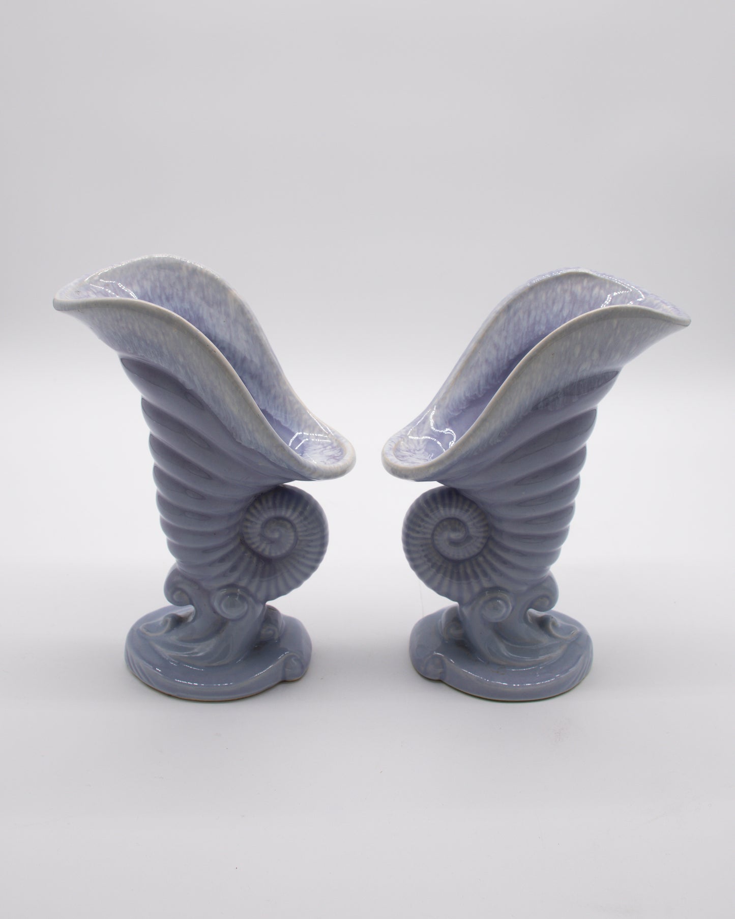Sea Shell Pottery Pair of Vases