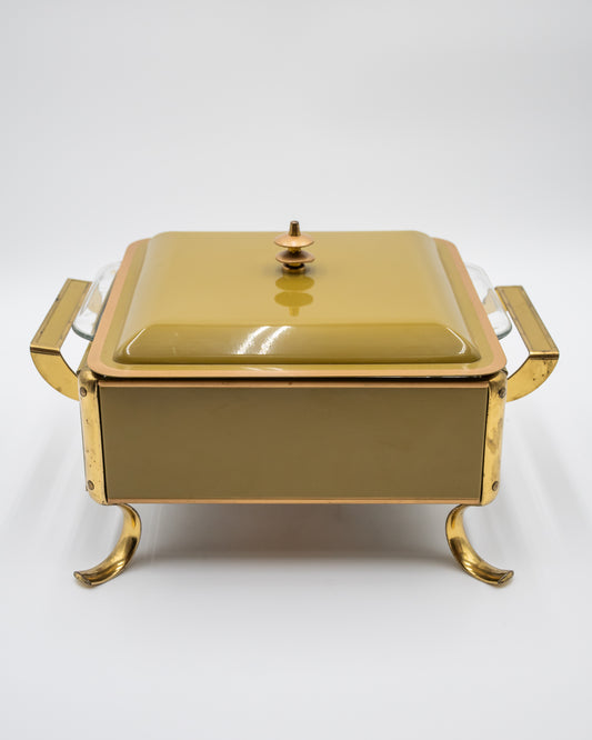 Vintage Olive Green Chafing Dish