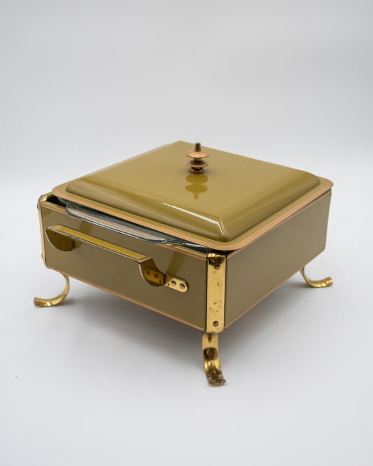 Vintage Olive Green Chafing Dish