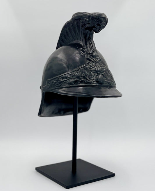 San Miguel De Allende Black Helmet on Pedestal