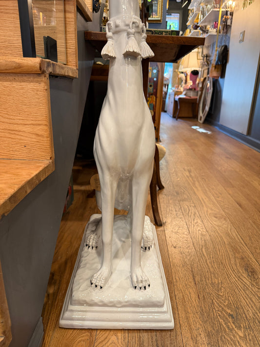 Glazed Ceramic Greyhound with Tasseled Collar