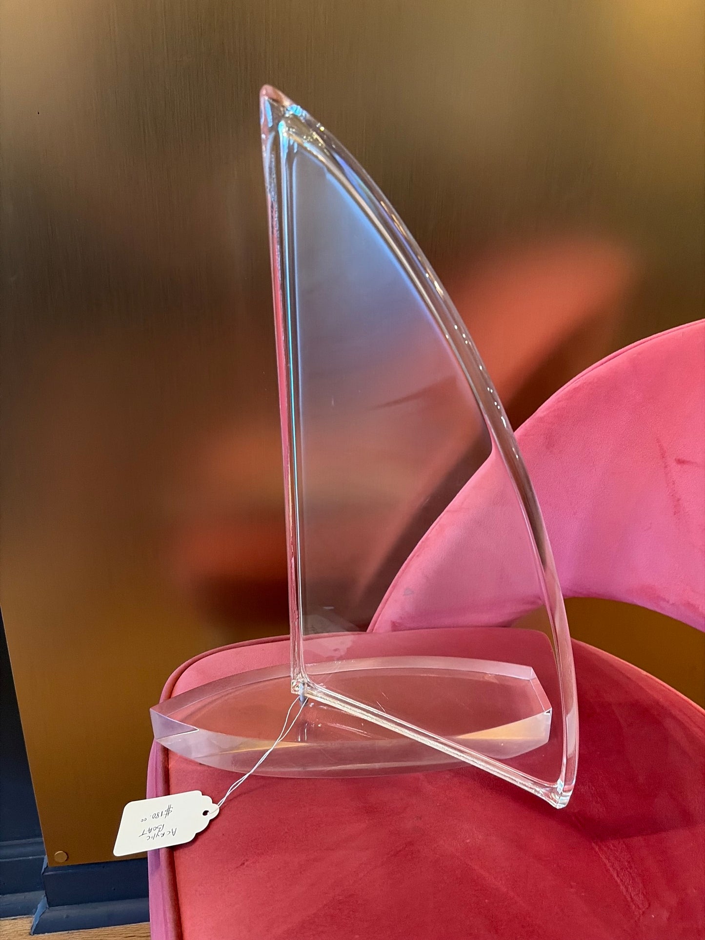 Clear Acrylic Sailing Boat Decorative Sculpture