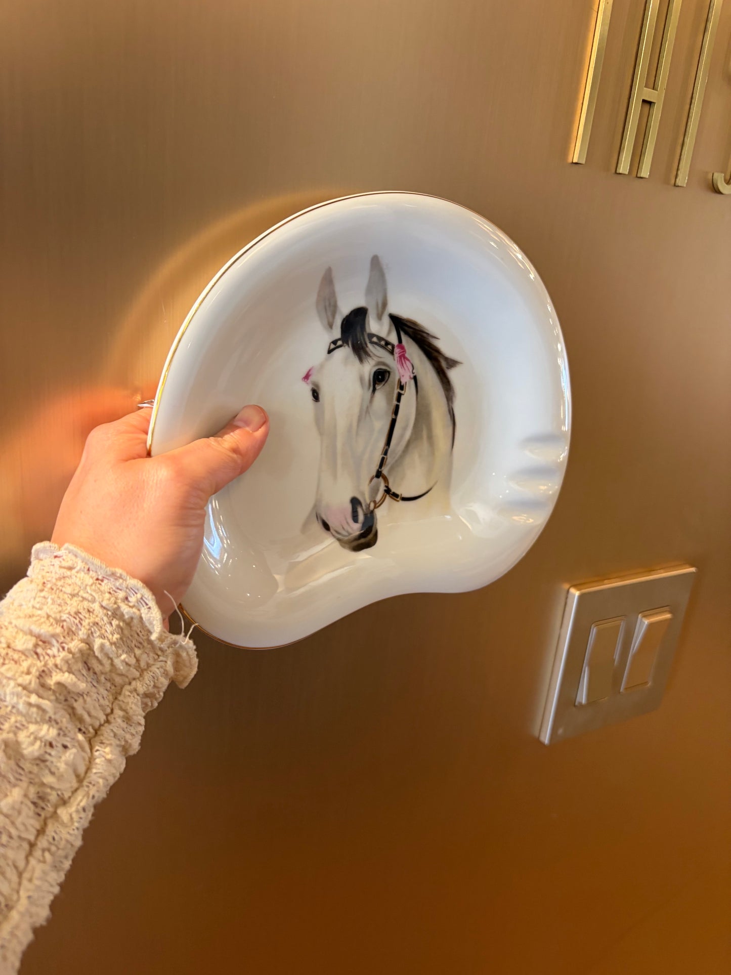 Vintage Equestrian Horse Porcelain Dish