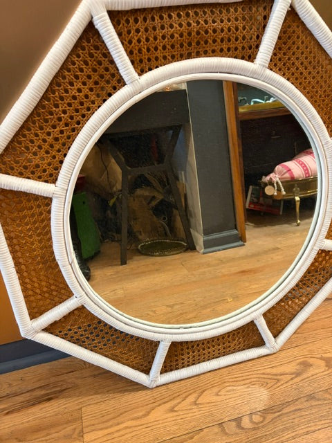 Octagonal Rattan Mirror